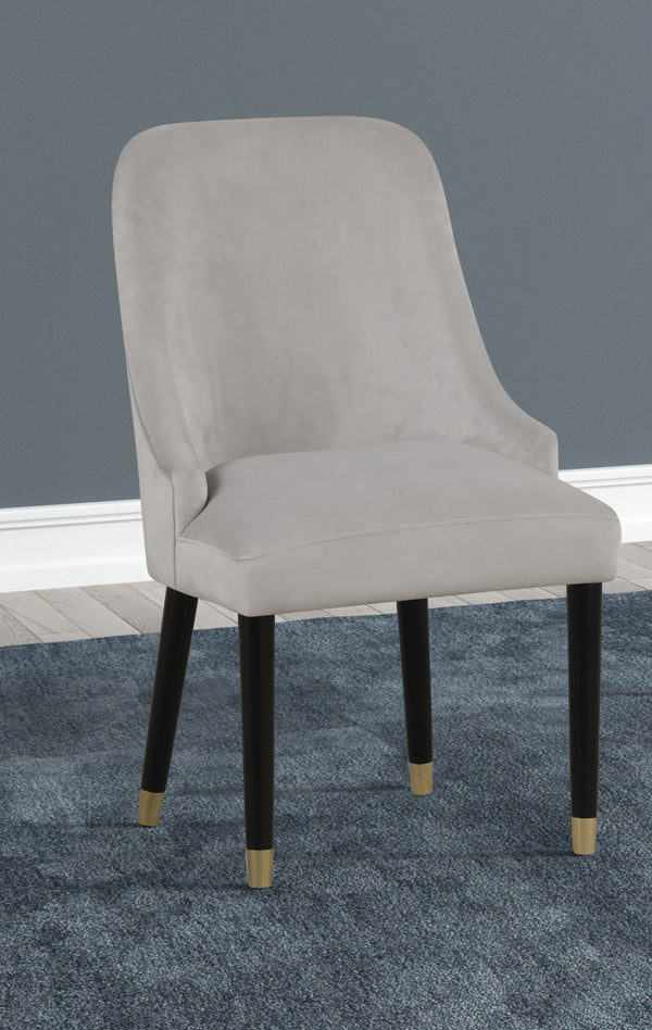 English Elm Contemporary Velvet Upholstered Rounded Back Dining Chairs with Gold Accent Legs Set of 2, Elegant Comfort Gray 30.12 L x 24.22 W x 22.25 H B011P290548