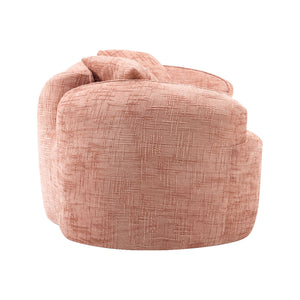 English Elm Pink Curved Two-Person Chenille Sofa with Armrests & 2 Pillows — Compact, Spring-Foam Support W3612P350755