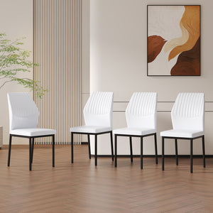 English Elm Luxury Modern White Pu Dining Chairs Set Of 4 - Ergonomic Design With Stylish Black Metal Legs W1151P282695