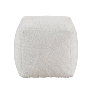 English Elm Modern Off-White Faux Fur Square Pouf Ottoman - Versatile Footstool & Extra Seating For Any Room B011P251655