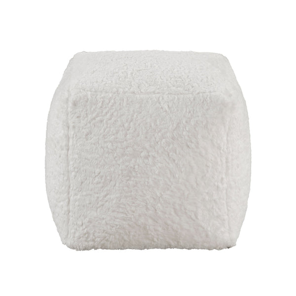 English Elm Modern Off-White Faux Fur Square Pouf Ottoman - Versatile Footstool & Extra Seating For Any Room B011P251655