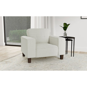 English Elm Dana Greige Plush Corduroy Tufted Accent Chair with Wide Track Arms, Modern Cozy Living Room Seat B062S00620