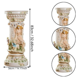 English Elm 33" Resin Fairy Floral Relief Column Pedestal Romantic Plant Stand Entryway Accent W5709P462889