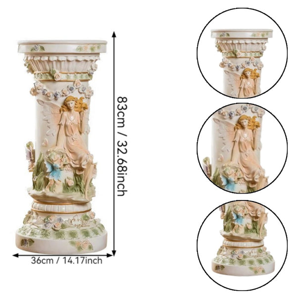English Elm 33" Resin Fairy Floral Relief Column Pedestal Romantic Plant Stand Entryway Accent W5709P462889