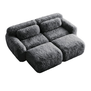 English Elm 80''soft Plush Modular Sectional Sofa with Chaise Deep Seat High Density Foam Living Room Dark Grey W714S01548