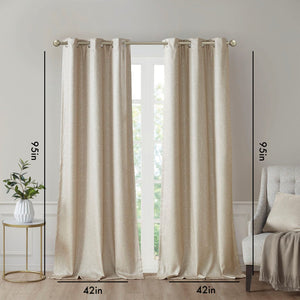 English Elm Tonal SunSmart Como Faux Silk Total Blackout Curtain Panel Pair with Thermal Foamback and Grommets taupe 6.59 L x 16.14 W x 7.48 H B03599836