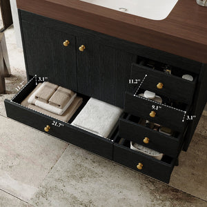 English Elm 36" Freestanding Bathroom Vanity Sintered Stone Top Ceramic Sink Stainless Steel Legs Black,Gold,Walnut,White W3136S00069