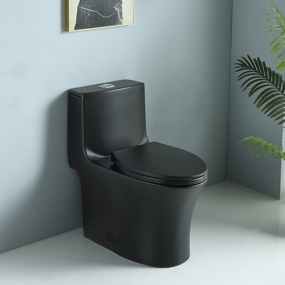 English Elm 1.1/1.60 Gpf Dual Flush Matte Black One Piece Toilet Ada Comfort Height Soft Close W1920P385372