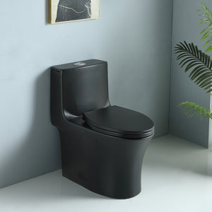 English Elm 1.1/1.60 Gpf Dual Flush Matte Black One Piece Toilet Ada Comfort Height Soft Close W1920P385372