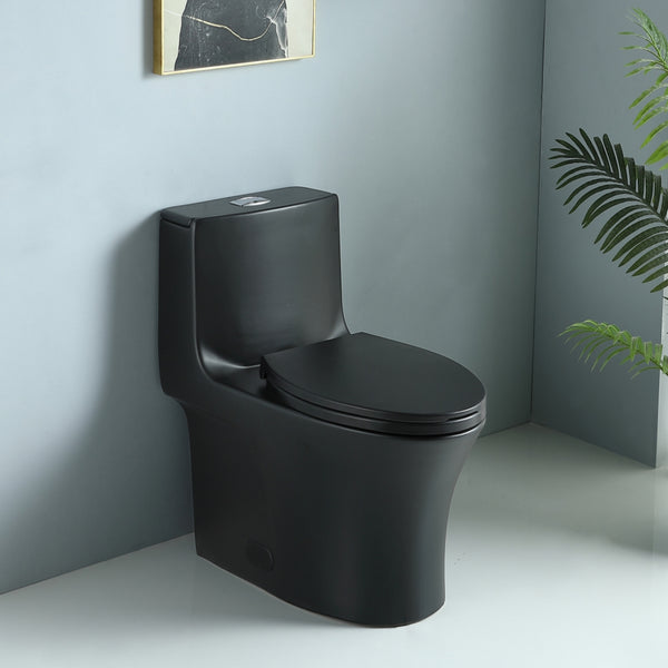 English Elm 1.1/1.60 Gpf Dual Flush Matte Black One Piece Toilet Ada Comfort Height Soft Close W1920P385372