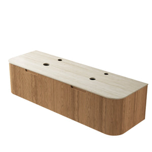 English Elm Dina Floating Plywood Bathroom Vanity with Sintered Stone Top and French Textured Drawers W2615P338029