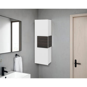 English Elm White Slim Floor Cabinet with Three Shelves for Bathroom or Laundry Room Storage B062P486490