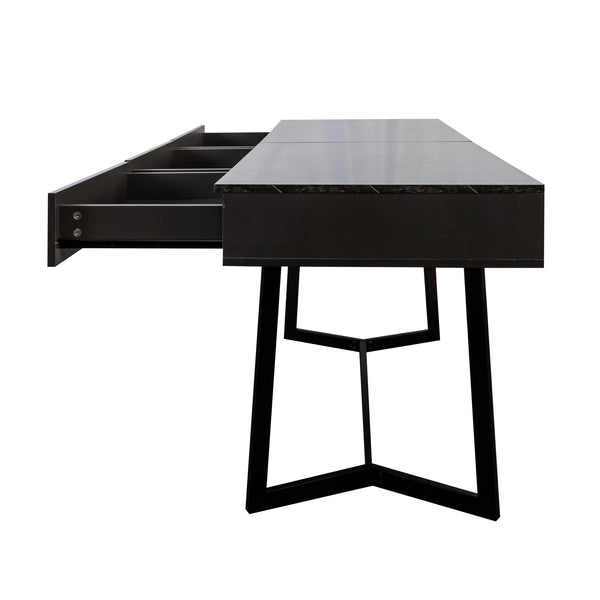 English Elm Modern Black Elegant 70.87" Computer Desk with Y-Shape Metal Legs, Spacious Top for Work & Study W331P286651