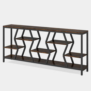 English Elm Hall Console Table Industrial Rustic Two Tier Wood Tone Metal Frame Entryway Sofa T3971P450471