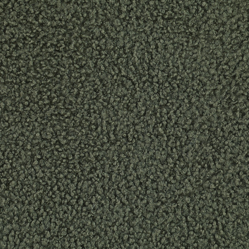 English Elm Keita Green Faux Sheepskin Ottoman with Wood-Grain Metal Base — Cozy Round Footstool, Durable Accent Seat (18.5") B062P299988