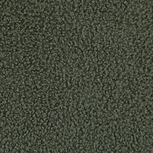 English Elm Keita Green Faux Sheepskin Ottoman with Wood-Grain Metal Base — Cozy Round Footstool, Durable Accent Seat (18.5") B062P299988