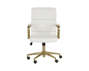 Sunpan Kleo Modern Office Chair with Gold Stainless Steel Frame and Luxurious Faux Leather for Comfort Snow