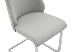 English Elm Dining Chairs Set Of 4 - Light Gray Faux Leather With Gold Accents, Modern High Back Design & Comfort W3493P356398