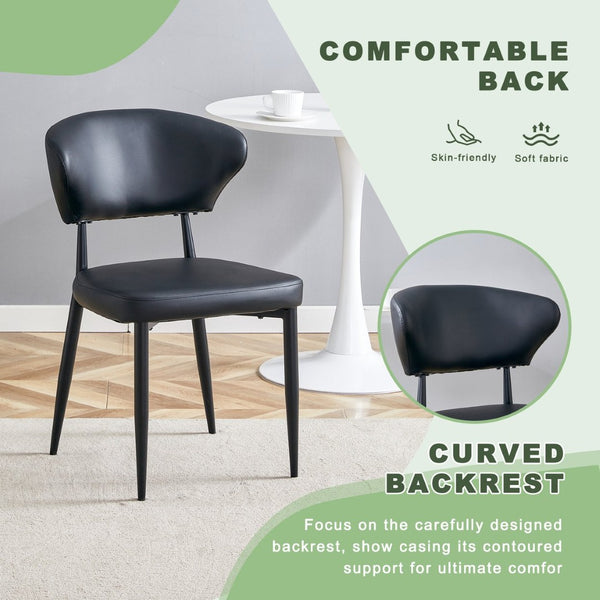 English Elm Table Set: Modern Transparent Glass Dining Table With 4 Ergonomic Black Pu Chairs For Stylish Comfort W1151S03671-GIGA