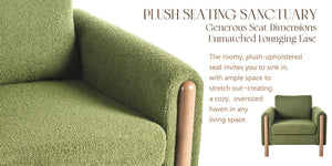 English Elm Christopher Knight Home® - Oversized Teddy Velvet Accent Chair with Curved Armrests, Tufted Mid-Century Design and Walnut Legs Green N765P189679N
