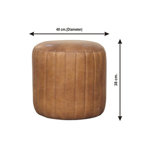 English Elm Solid Wood Buffalo Leather Boucle Footstool - Chic, Handcrafted Accent For Modern Living Spaces B182P249267-GIGA
