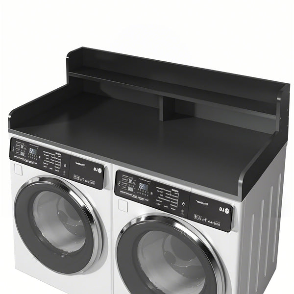 English Elm 2-Tier Washer and Dryer Countertop 54" x 27.5" Laundry Topper with 2.75" Guard – Durable Folding Station Black W3101P352112