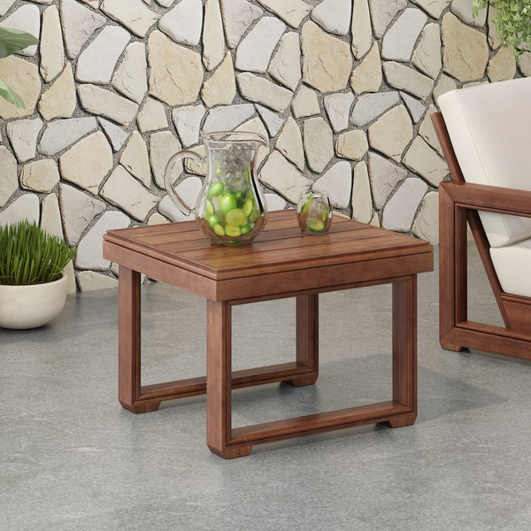 English Elm Christopher Knight Home® - WESTCHESTER Acacia Wood Outdoor Coffee Table with Rustic Slat Top and Durable Sled Legs, 38.5"W Mocha 23.5 L x 23 W x 7.75 H N776P301045M