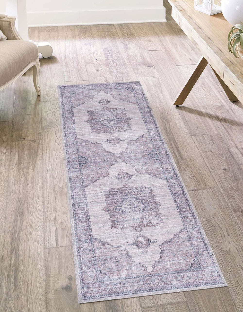 Unique Loom Mangata Mariah Machine Made Medallion Rug Ivory and Gray, Black 2' 7" x 13' 1"