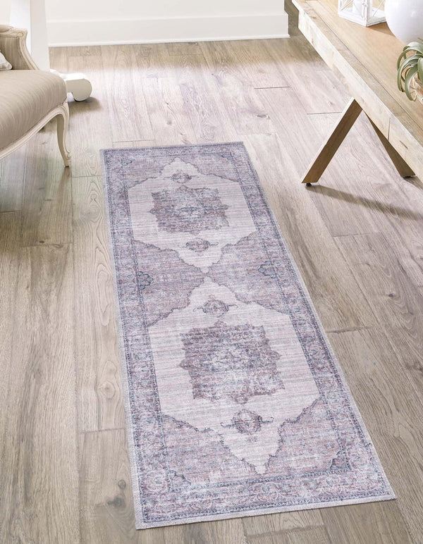 Unique Loom Mangata Mariah Machine Made Medallion Rug Ivory and Gray, Black 2' 7" x 13' 1"