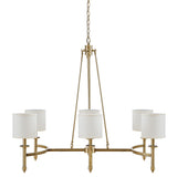 Martha Stewart Elegenza Transitional 6-light Chandelier with Fabric Drum Shades MT150-0080 Antique Gold