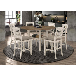 English Elm Bentley Rustic Cream Round Extension Dining Table with Base Shelf, Farmhouse Charm & Weathered Finish B062P331051