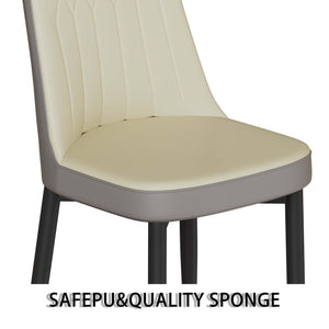 English Elm 63" Medieval Modern Dining Table & Pu Chair Set For 4 - Stylish, Durable, Ergonomic, Easy Assemble W2189S00696