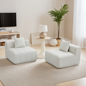 English Elm Chenille Modular Sectional Sofa Curved Piano Key Design Plush Living Room Lounge Seating Beige W834P389125
