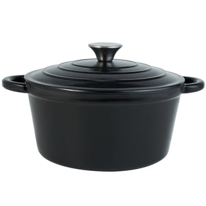 English Elm 4.5 Quart Dutch Oven Pot with Lid, Enameled Cast Iron, Nonstick Ceramic Surface for Even Cooking and Moisture-Retaining Baking up to 500°F Black T3950P396340