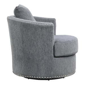 English Elm Living Room Chair Morelia Swivel Chenille with Nailhead Trim, Loose Back Cushions & Solid Wood Base Gray 34.75 L x 33 W x 29 H B011P321292