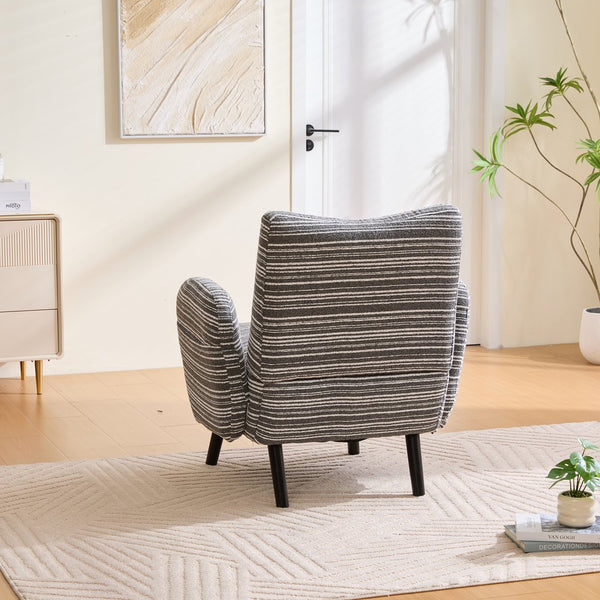 English Elm Modern Bouclé Armchair with High-Density Foam, Side Pocket & Solid Wood Legs for Cozy Reading Spots Dark Gray W395P376572