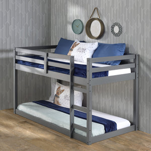 English Elm Grey Twin Loft Bed with Built-In Ladder & Guardrail, Solid Pine 13-Slat Support for Comfort and Space-Saving Safety B062P189210