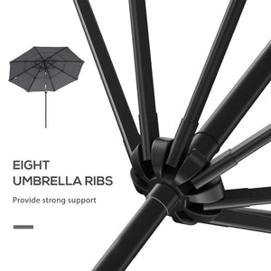 English Elm Outsunny 9Ft 3-Tier Patio Umbrella - Adjustable Crank & Tilt For Perfect Shade On Decks & Patios W2225P200445-GIGA