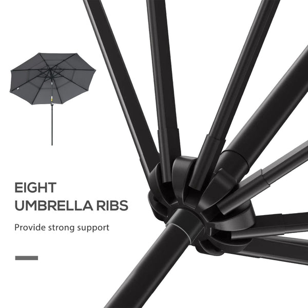 English Elm Outsunny 9Ft 3-Tier Patio Umbrella - Adjustable Crank & Tilt For Perfect Shade On Decks & Patios W2225P200445-GIGA