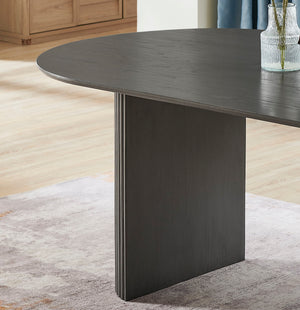 English Elm Venezia Oval Gray Oak Veneer Dining Table Dual Pedestal Base Seats Six Guests B2749S00275