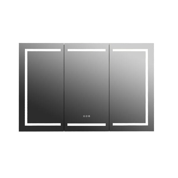 English Elm 53 Inch Matte Black Aluminum Medicine Cabinet with Led Lighting and Defogging Mirror T3785P491991
