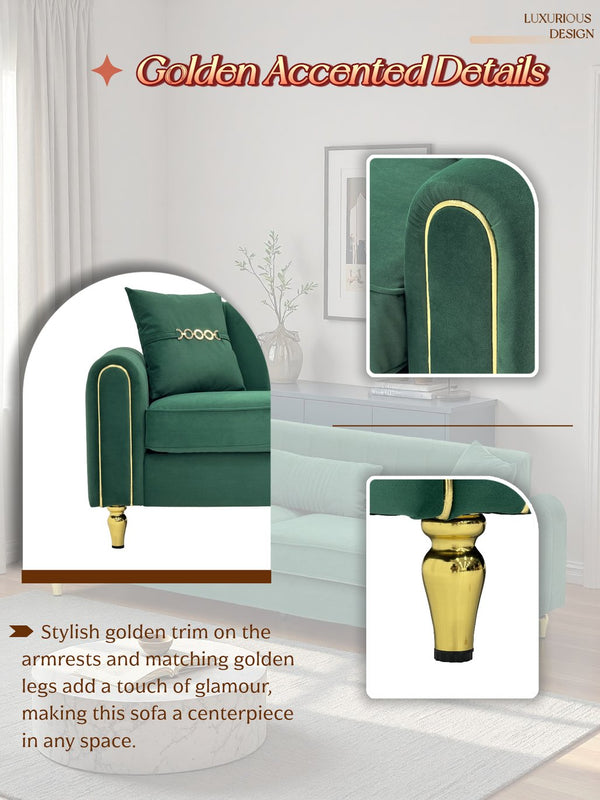 English Elm FX-P11-GR Contemporary 87.4" Upholstered 3-Seater Sofa with Pocket Springs, Plush Fabric & Pillows W576P360571