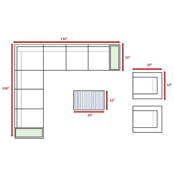 English Elm Outdoor 8-Person Wicker Seating Set With Cushions - Ready To Use, Durable, Stylish & Low Maintenance B120S00270-GIGA