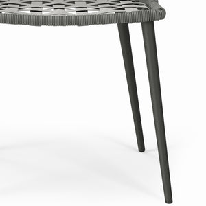 English Elm Beachside Powder-Coated Aluminum Outdoor Dining Chairs Set of 2 with Grey Removable Cushions, Rope Weave B136P159373