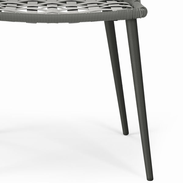 English Elm Beachside Powder-Coated Aluminum Outdoor Dining Chairs Set of 2 with Grey Removable Cushions, Rope Weave B136P159373