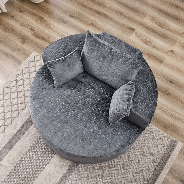 English Elm 55'l Chenille Sleeper Accent Chair Fluffy Cloud Design for Bedroom or Lounge W834P431155