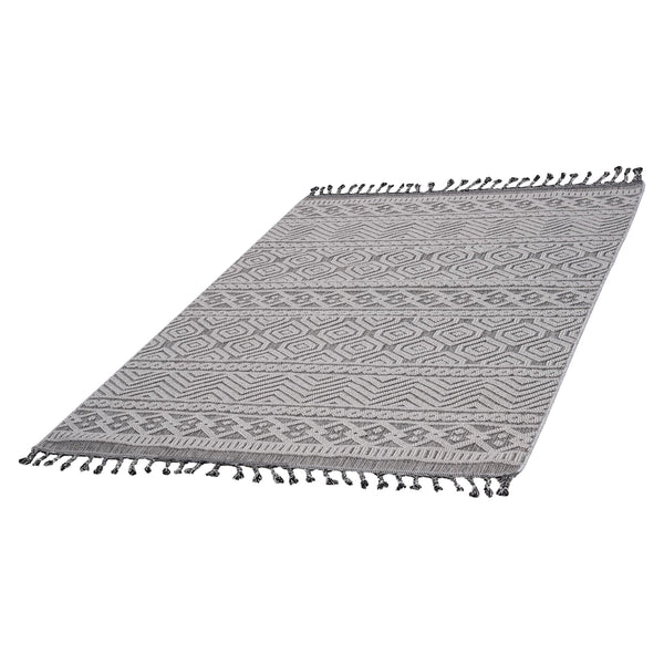 English Elm Loom Modern Grey/White Geometric Indoor/Outdoor Area Rug – Durable, Soft, Easy-Care & Family-Friendly B335P289581