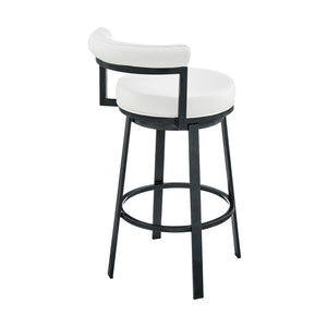 English Elm Adrix Cloud Finish Swivel Counter or Bar Stool with White Faux Leather, 360° Glide, 250lb Capacity B2736P354348
