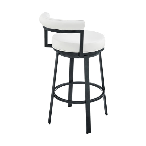 English Elm Adrix Cloud Finish Swivel Counter or Bar Stool with White Faux Leather, 360° Glide, 250lb Capacity B2736P354348