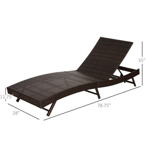English Elm Patio Chaise Lounge Handwoven Pe Rattan Pool Chair with Five Position Recline T3971P384532